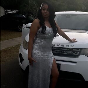 Glamorous One Shoulder Silver Dress